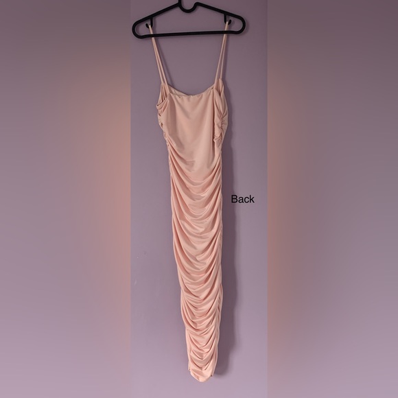 Mesh light pink midi dress, party/cocktail dress - Picture 4 of 7